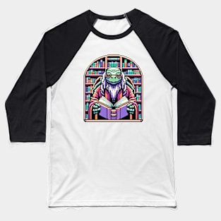 Wisdom Keeper - Cybernetic Turtle Librarian Pixel Art Baseball T-Shirt